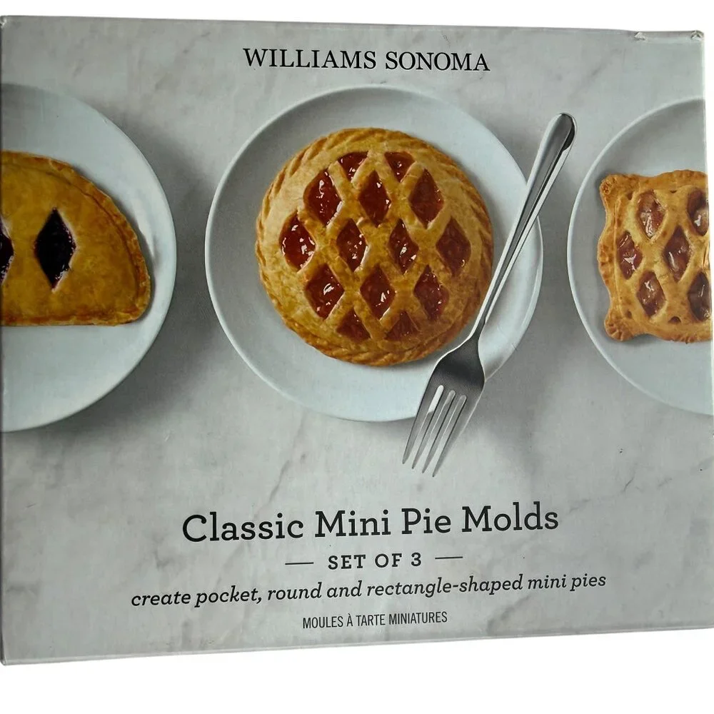 Williams Sonoma Classic Mini Pie Molds: Pocket, Round, and Rectangle.  Set of 3.